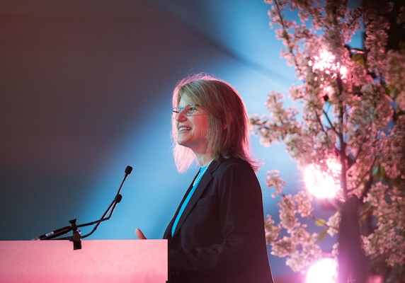 MIT President Sally Kornbluth giving a speech